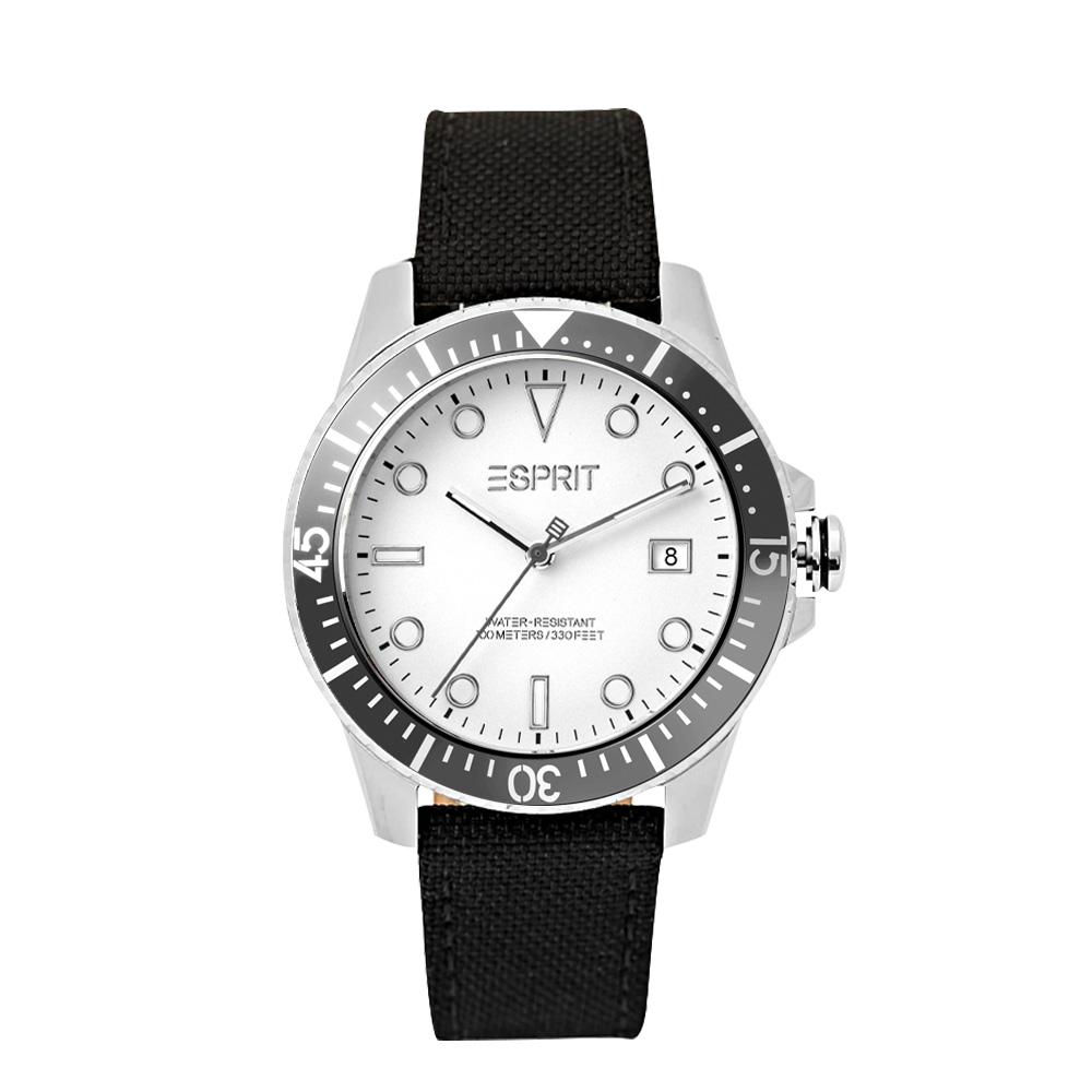 นาฬิกาข้อมือผู้ชาย สีเงิน รุ่น ES1G303L0015 สายหนังสีดำ